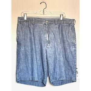 POLO RALPH LAUREN BLUE LTW CHAMBRAY FLAT FRONT SHORTS SIZE 36